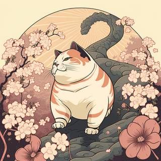 Spring cat art wallpaper