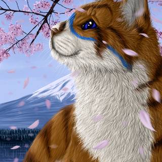 Spring cat art wallpaper