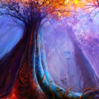 Fantasy spring forest wallpaper