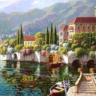 Lakeside view wallpaper