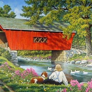 Spring covered bridges wallpaper
