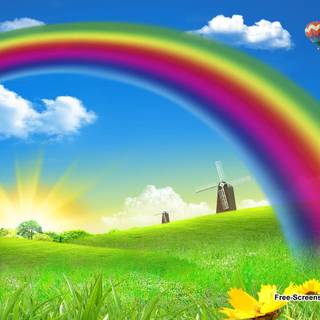 Spring rainbow sky wallpaper