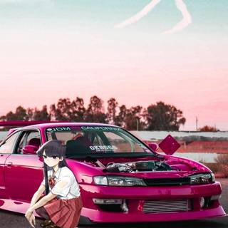 Pink JDM car wallpaper
