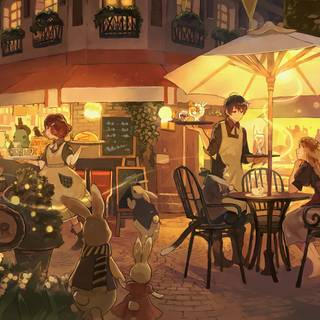 Cute cafe wallpaper