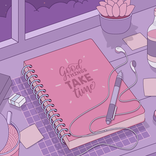 Good things take time purple wallpaper