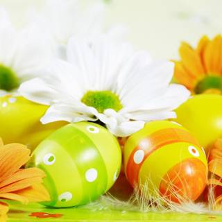 Easter eggs and flowers wallpaper