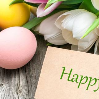Easter eggs and flowers wallpaper