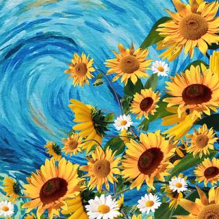 Sunflower painting wallpaper