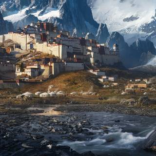 Ultrawide winter mountain wallpaper