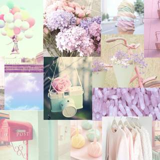 Pink spring aesthetic collage wallpaper