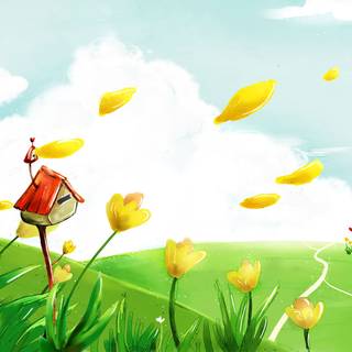 Cartoon spring desktop wallpaper