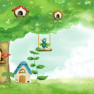 Cartoon spring desktop wallpaper