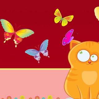 Cat cartoon spring wallpaper