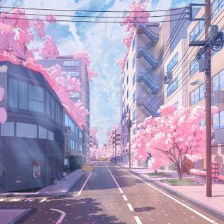 Lofi spring pink wallpaper