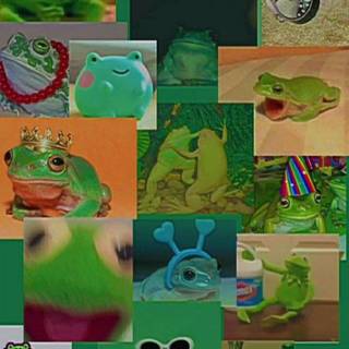 Aesthetic frog collage wallpaper