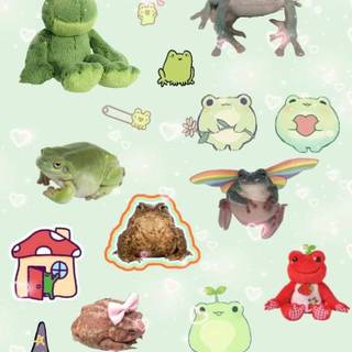 Aesthetic frog collage wallpaper