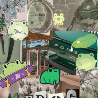 Aesthetic frog collage wallpaper