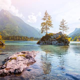 Mountain lake summer wallpaper