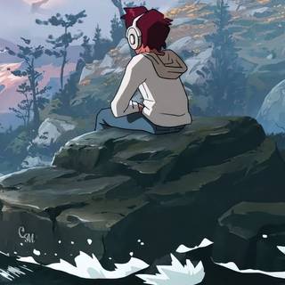 Cartoon winter mountains wallpaper