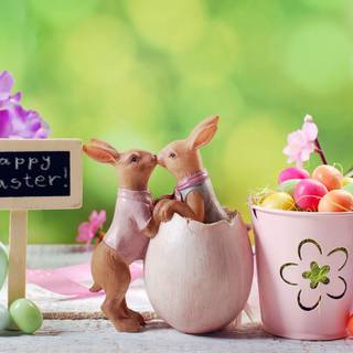 Easter bunny eggs wallpaper
