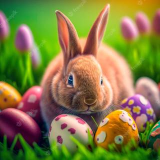 Easter bunny eggs wallpaper