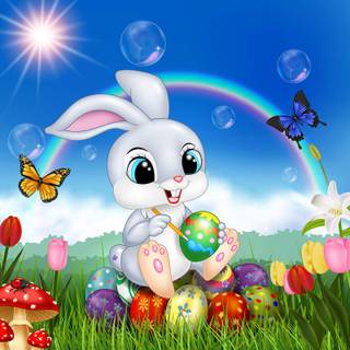 Easter bunny eggs wallpaper