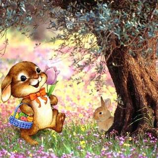 Cartoon cute Easter wallpaper