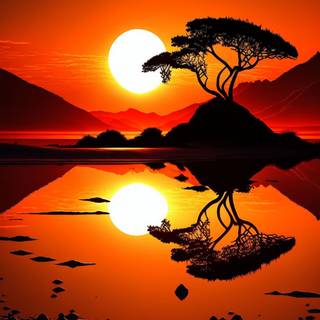 Orange sunset evening wallpaper