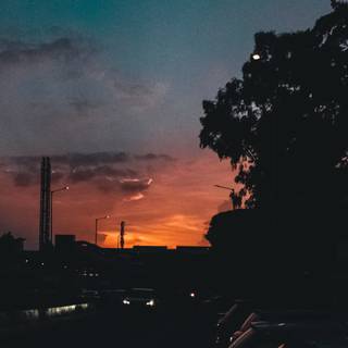 Orange sunset evening wallpaper