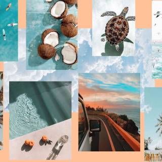 Teal summer collage wallpaper