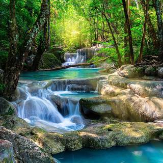 Blue waterfall wallpaper