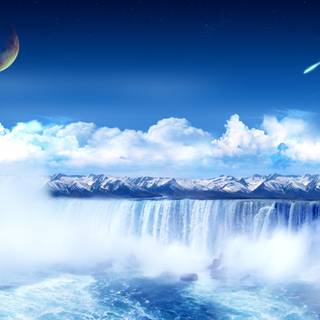 Blue waterfall wallpaper