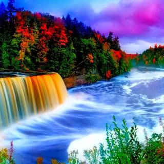 Blue waterfall wallpaper