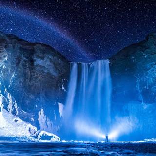 Blue waterfall wallpaper