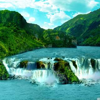 Blue waterfall wallpaper