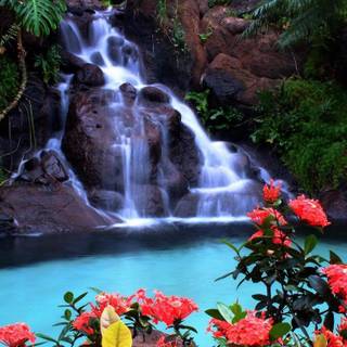 Blue waterfall wallpaper