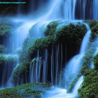 Blue waterfall wallpaper
