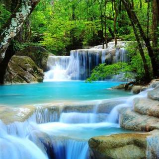 Blue waterfall wallpaper