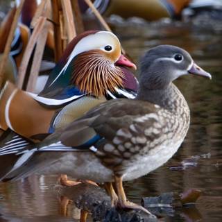 Mandarin ducks wallpaper
