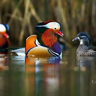 Mandarin ducks wallpaper
