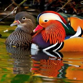Mandarin ducks wallpaper