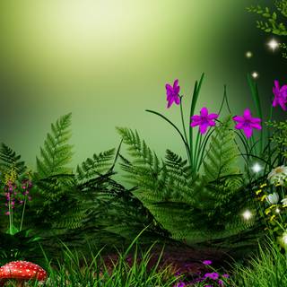 Spring forest and flowers wallpaper
