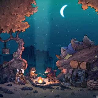 Camp fire spring wallpaper