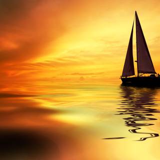 Pretty sunset boat wallpaper