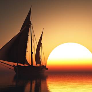 Pretty sunset boat wallpaper