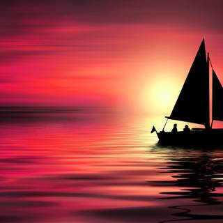 Pretty sunset boat wallpaper