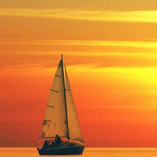 Pretty sunset boat wallpaper