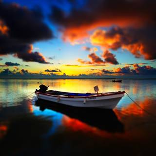 Pretty sunset boat wallpaper