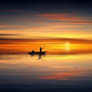 Pretty sunset boat wallpaper