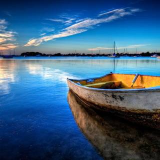 Pretty sunset boat wallpaper